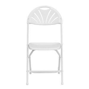 Flash Furniture 2 Pack HERCULES Series 650 lb. Capacity White Plastic Fan Back Folding Chair