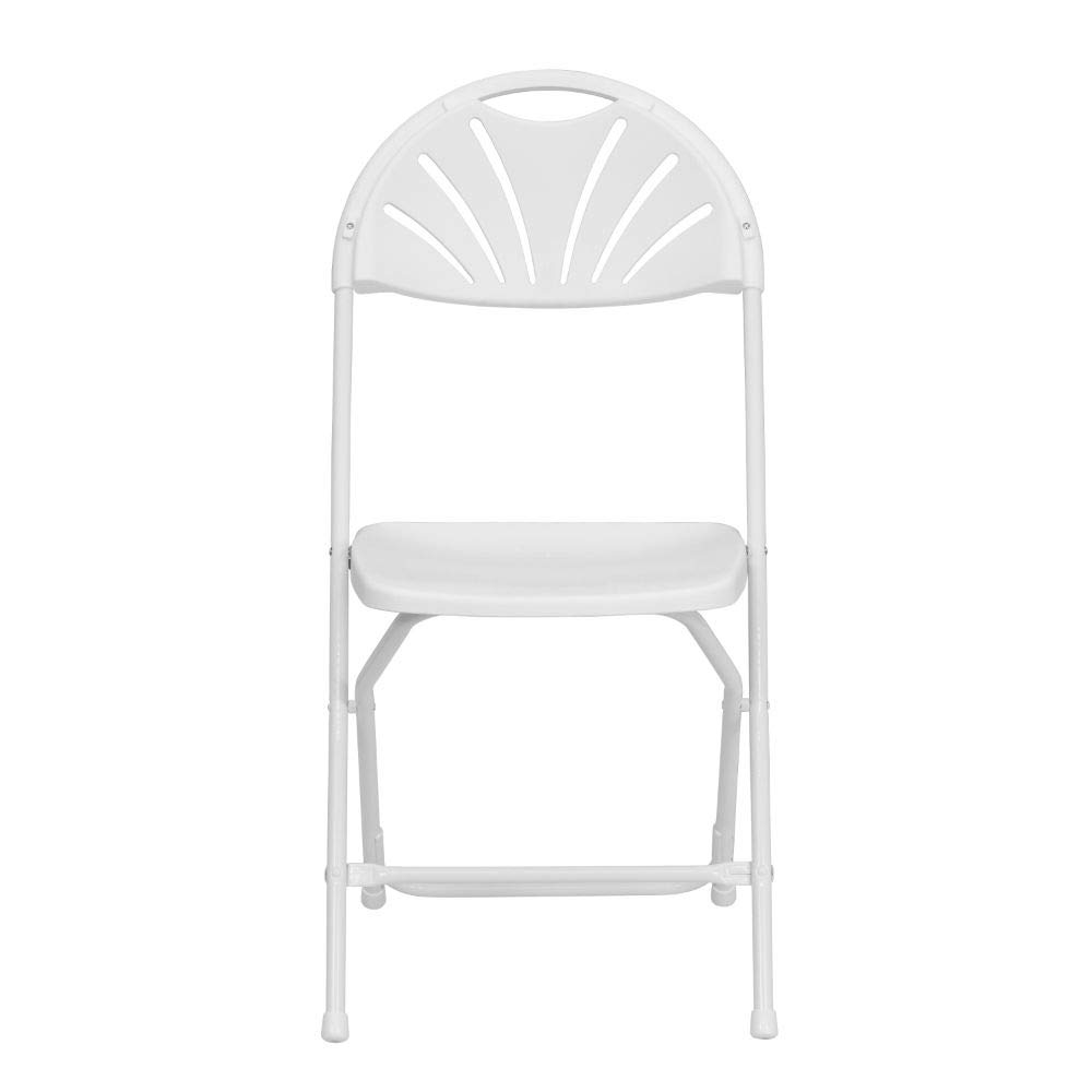 Flash Furniture 2 Pack HERCULES Series 650 lb. Capacity White Plastic Fan Back Folding Chair