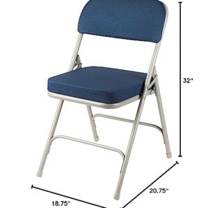 OEF Furnishings 2 Pack Fabric Upholstered 2" Cushion Folding Chair, Blue