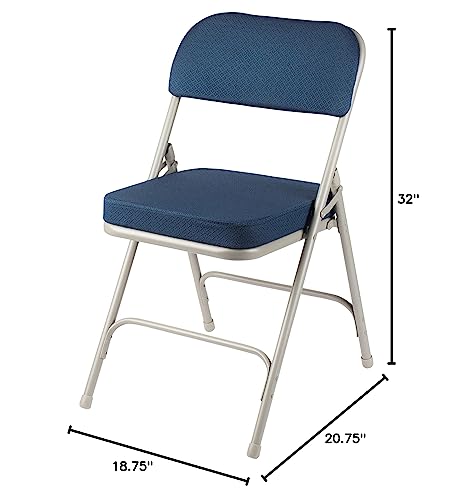 OEF Furnishings 2 Pack Fabric Upholstered 2" Cushion Folding Chair, Blue