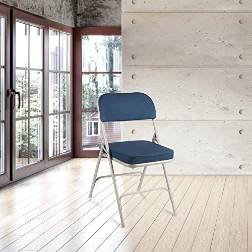 OEF Furnishings 2 Pack Fabric Upholstered 2" Cushion Folding Chair, Blue