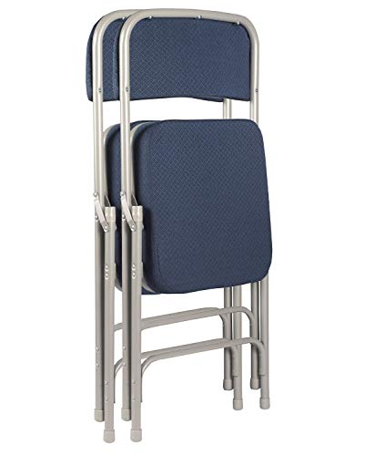 OEF Furnishings 2 Pack Fabric Upholstered 2" Cushion Folding Chair, Blue