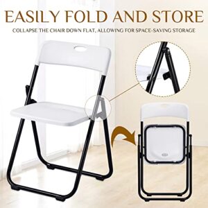 Thyle Plastic Folding Chairs Bulk 350lb Weight Capacity Folding Chair Portable Commercial Chair with Steel Frame Stackable Foldable Seat Folding Chair for Wedding Dining Party (White, Black,8 Pcs)