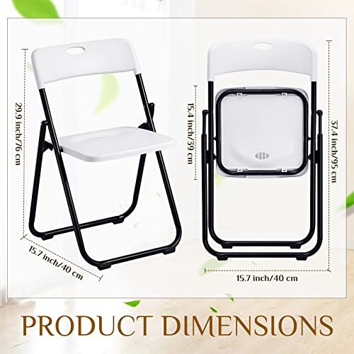 Thyle Plastic Folding Chairs Bulk 350lb Weight Capacity Folding Chair Portable Commercial Chair with Steel Frame Stackable Foldable Seat Folding Chair for Wedding Dining Party (White, Black,8 Pcs)