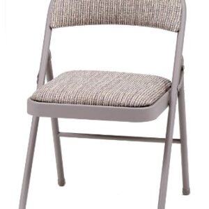 MECO 4-Pack Deluxe Fabric Padded Folding Chair, Chicory Lace Frame and Motif Fabric Seat and Back