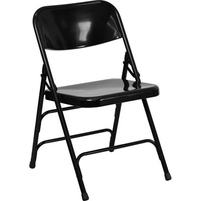 Flash Furniture 4 Pack HERCULES Series Triple Braced & Double Hinged Black Metal Folding Chair