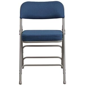 Flash Furniture HERCULES Series Premium Curved Triple Braced & Double Hinged Navy Fabric Metal Folding Chair