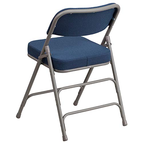 Flash Furniture HERCULES Series Premium Curved Triple Braced & Double Hinged Navy Fabric Metal Folding Chair