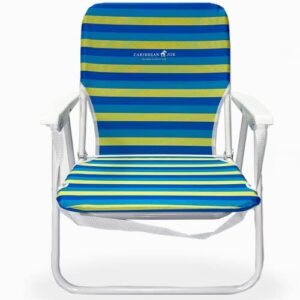 caribbean joe folding beach chair, 1 position lightweight and portable foldable outdoor camping chair with carry strap, bold stripe