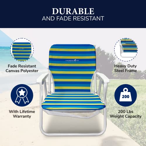 Caribbean Joe Folding Beach Chair, 1 Position Lightweight and Portable Foldable Outdoor Camping Chair with Carry Strap, Bold Stripe