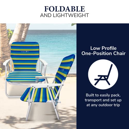 Caribbean Joe Folding Beach Chair, 1 Position Lightweight and Portable Foldable Outdoor Camping Chair with Carry Strap, Bold Stripe