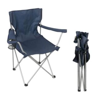 Trail Basic Quad Folding Camp Chair with Cup Holder & Carry Bag - Durable, Portable Outdoor Chair for Camping, Tailgating, and More - Blue, Adult Size (1)