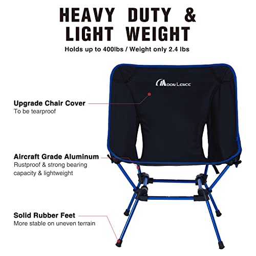 MOON LENCE Backpacking Chair Outdoor Camping Chair Compact Portable Folding Chairs with Side Pockets Packable Lightweight Heavy Duty for Camping Backpacking Hiking …