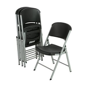 lifetime commercial grade folding chairs, 4 pack,plastic, black/silver