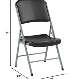 LIFETIME Commercial Grade Folding Chairs, 4 Pack,Plastic, Black/Silver