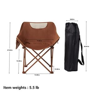 TOSAMC Folding Chairs Heavy Duty Support 350 lbs Moon Chair with Carry Bag Brown