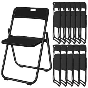 sintuff 12 pcs plastic folding chair steel folding dining chairs folding chairs bulk fold up event chair portable commercial chair with steel frame 350lb for office wedding indoor (black)