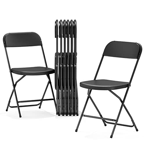 Nazhura Foldable Folding Chairs Plastic Outdoor/Indoor 650LB Weight Limit (Black, 8 Pack)