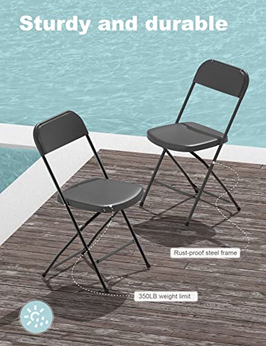 Nazhura Foldable Folding Chairs Plastic Outdoor/Indoor 650LB Weight Limit (Black, 8 Pack)