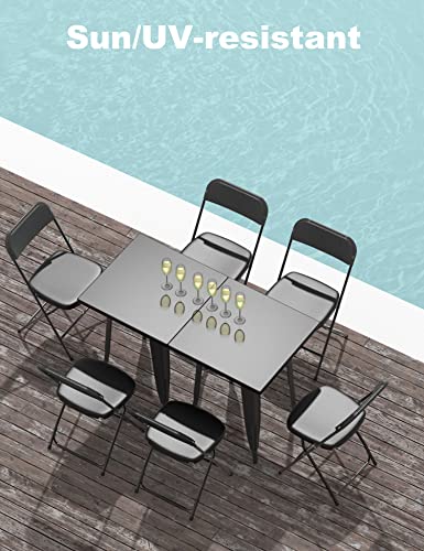 Nazhura Foldable Folding Chairs Plastic Outdoor/Indoor 650LB Weight Limit (Black, 8 Pack)