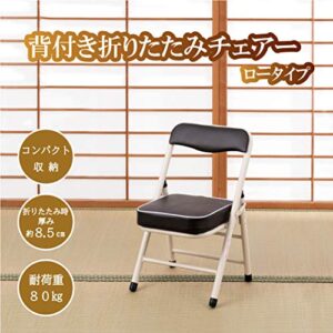 Takeda Corporation Folding Chair, Pipe Chair, Kitchen Chair, Low Type, Office, Steel, Metal, Brown/Beige