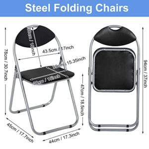 BBTO 8 Packs Folding Chairs, Padded Folding Chair, Black Metal Foldable Folding Chairs Portable Stackable Commercial Seat with Steel Frame for Outside Events Office Wedding Party Picnic Kitchen