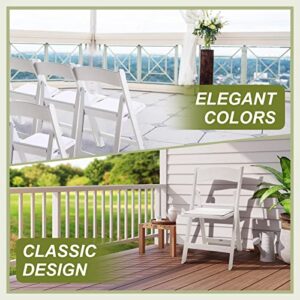 4 Pack Folding Chairs White Plastic Folding Chair Comfortable Resin Foldable Chair Lightweight Dining Chairs with PVC Padded Seats for Wedding Events Party Picnic Kitchen Garden Church Indoor Outdoor