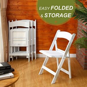 4 Pack Folding Chairs White Plastic Folding Chair Comfortable Resin Foldable Chair Lightweight Dining Chairs with PVC Padded Seats for Wedding Events Party Picnic Kitchen Garden Church Indoor Outdoor