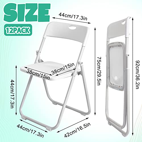 Sintuff 12 Pcs Plastic Folding Chair Steel Folding Dining Chairs Folding Chairs Bulk Fold up Event Chair Portable Commercial Chair with Steel Frame 350lb for Office Wedding Indoor (White)