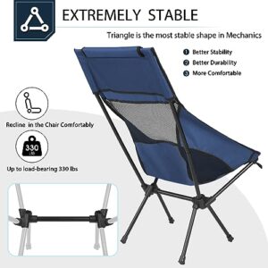 Restland Portable Folding Camping Chairs, Lightweight Collapsible Camping Chairs for Adults, Comfortable High Back Chairs for Outdoor Hiking, Backpacking, Fishing or Picnic