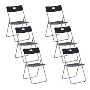 furniturer set of 6 15.7''lightweight foldable portable commercial plastic seat/carrying handle for home office living meeting reception room folding chairs, black