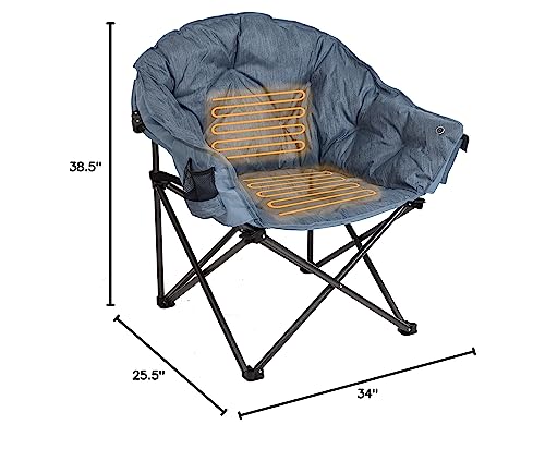 MacSports Heated Cushion Folding Lounge Patio Club Camping, Picnic, Outdoor Activities | Battery NOT Included Chair, Teal