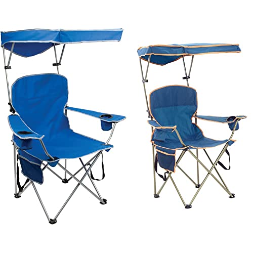 Quik Shade Full Size Shade Folding Chair, Royal Blue, 2'L x 3'W x 4.3'H (160048DS) & MAX Shade Chair, Blue