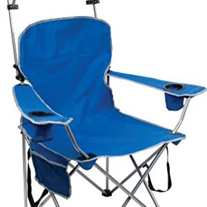 Quik Shade Full Size Shade Folding Chair, Royal Blue, 2'L x 3'W x 4.3'H (160048DS) & MAX Shade Chair, Blue