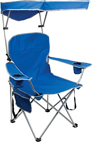 Quik Shade Full Size Shade Folding Chair, Royal Blue, 2'L x 3'W x 4.3'H (160048DS) & MAX Shade Chair, Blue