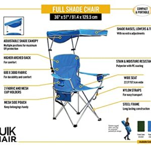 Quik Shade Full Size Shade Folding Chair, Royal Blue, 2'L x 3'W x 4.3'H (160048DS) & MAX Shade Chair, Blue