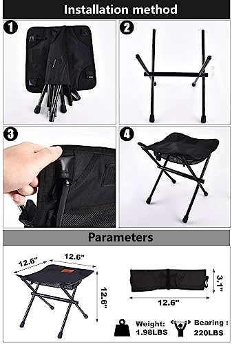 AnYoker Camping Chair, Portable Folding Chair, Beach Chair, Lightweight Hiking Chair,Compact Chair（Black/2pack）