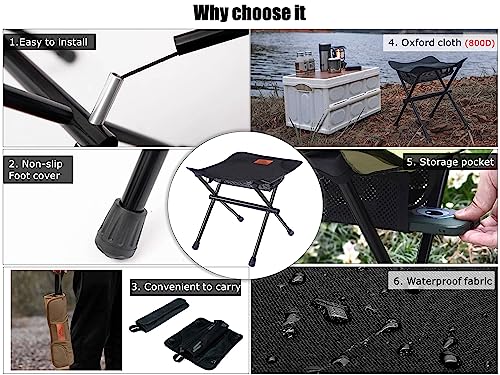 AnYoker Camping Chair, Portable Folding Chair, Beach Chair, Lightweight Hiking Chair,Compact Chair（Black/2pack）