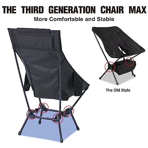 MOON LENCE Camping Chairs for Adults, Adjustable Oversize Beach Chair Lawn Chair with High Back - Large Capacity, Heavy Duty - Backpacking Chair Folding Chair for Hiking Fishing