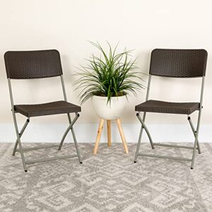 flash furniture 6 pack hercules series brown rattan plastic folding chair with gray frame