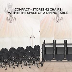 Folding Chair Rack Folding Chair Cart Folding Chair Storage Chair Dolly for Stackable Chairs and Table Hold More Hanging Chairs with Rubber Locking Caster Wheels Dust Trolley Cover Capacity 42 Chairs