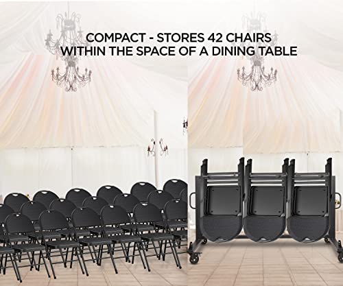 Folding Chair Rack Folding Chair Cart Folding Chair Storage Chair Dolly for Stackable Chairs and Table Hold More Hanging Chairs with Rubber Locking Caster Wheels Dust Trolley Cover Capacity 42 Chairs