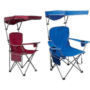 quik shade max shade gray chair, 30'' d x 34'' w x 51'' h, red/grey & full size shade folding chair for camping, polyester, arm rest|foldable, royal blue, 2'l x 3'w x 4.3'h (160048ds)