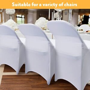 Amyhill 6 Sets Wedding Folding Chairs and Spandex Sets Metal Folding Chairs with Padded Seats Portable Foldable Chairs Indoor Fold up Chairs for Wedding Banquet Party Event (White)