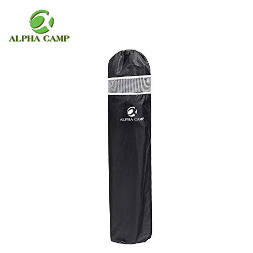 ALPHA CAMP Oversized Mesh Back Camping Folding Chair Heavy Duty Support 350 LBS Collapsible Steel Frame Quad Chair Padded Arm Chair with Cup Holder Portable for Outdoor (Black/Grey)