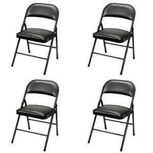 plastic development group indoor/outdoor metal steel padded folding fold up party chair, black (4 pack)