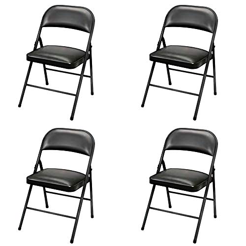 Plastic Development Group Indoor/Outdoor Metal Steel Padded Folding Fold Up Party Chair, Black (4 Pack)