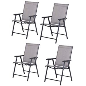 outsunny folding outdoor patio chairs set of 4 stackable portable for deck, garden, camping and travel