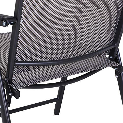 Outsunny Folding Outdoor Patio Chairs Set of 4 Stackable Portable for Deck, Garden, Camping and Travel