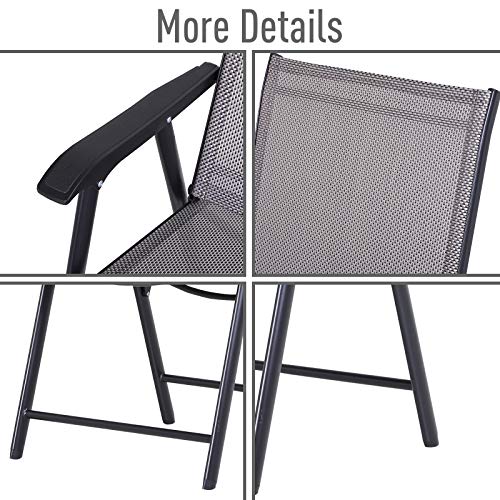 Outsunny Folding Outdoor Patio Chairs Set of 4 Stackable Portable for Deck, Garden, Camping and Travel